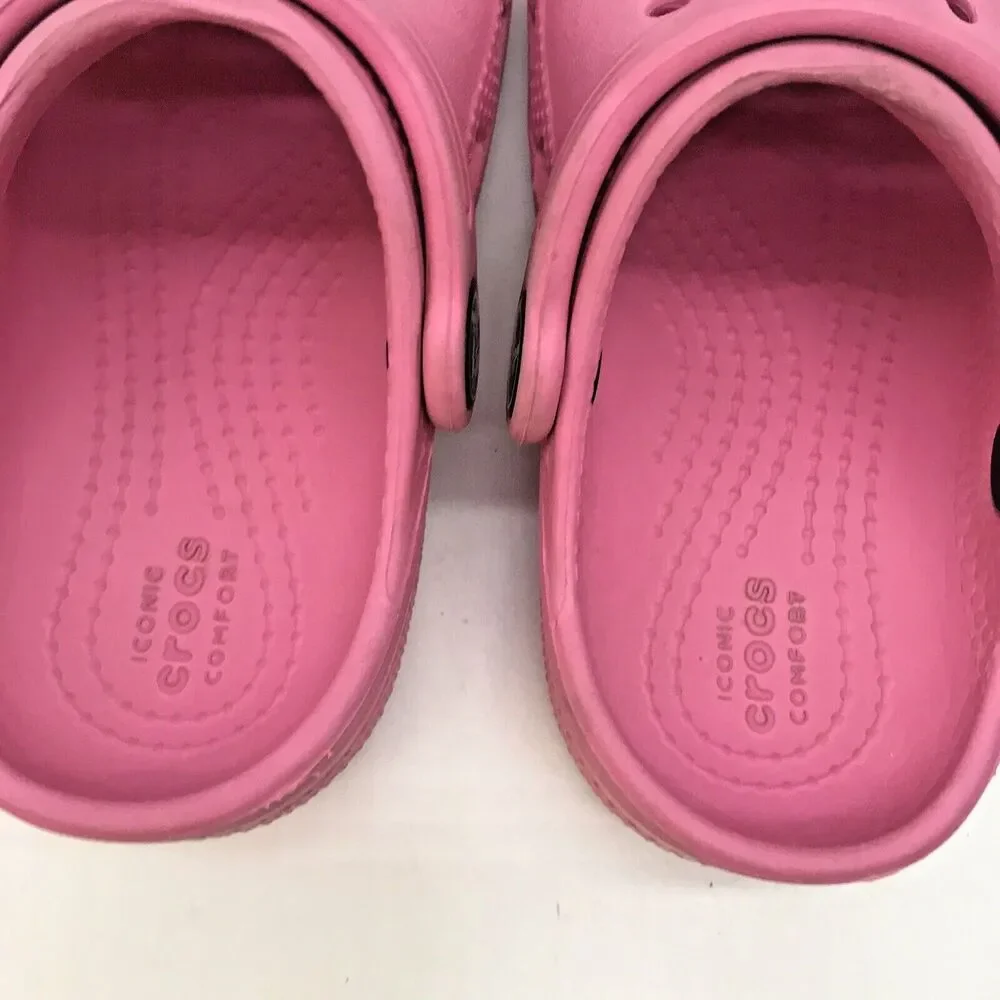 Crocs Iconic Comfort Clogs Unisex Childs C 8 Pink Jibbitz Waterproof Sandals
